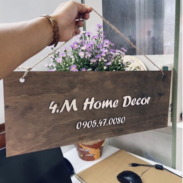 Bảng gỗ chữ nổi 1 mặt và 2 mặt treo shop, cửa hàng và nhà ở (cắt tên theo yêu cầu)
