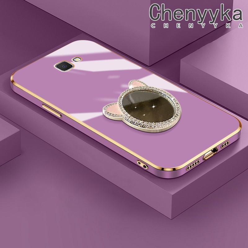Ốp Điện Thoại Silicon Mềm Chống Sốc Mặt Nhám Đính Đá Gắn Kèm Nhẫn Giữ Dành Cho Samsung J7 Prime 2