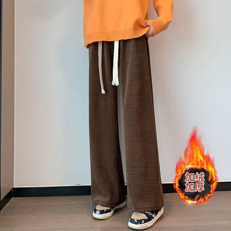 Quần Dài Vải Nhung Mỏng Ống Rộng Lưng Cao Thời Trang 2022 Mới