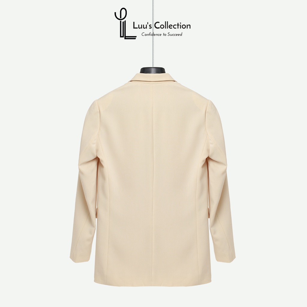 Áo Khoác Blazer Một Khuy Màu Kem Chất Vải Linen Luu's Collection