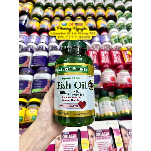Viên Uống Dầu Cá • FISH OIL 1400mg • 980mg OF OMEGA-3 • NATURE'S BOUNTY