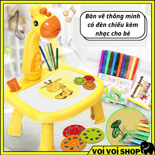 Bộ đồ chơi bàn tập vẽ thông minh có đèn chiếu tranh và nhạc cho bé loại lớn. Trò chơi trí tuệ cho trẻ em, trẻ con
