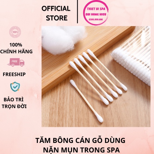 Tăm bông cán gỗ dùng nặn mụn trong spa