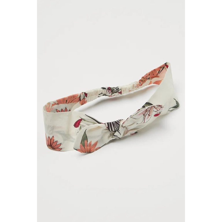 Set quần áo băng đô 3 chi tiết trắng tropical hoa nơ mặt trời HM H&M size 6m-4y_hàng chính hãng Anh