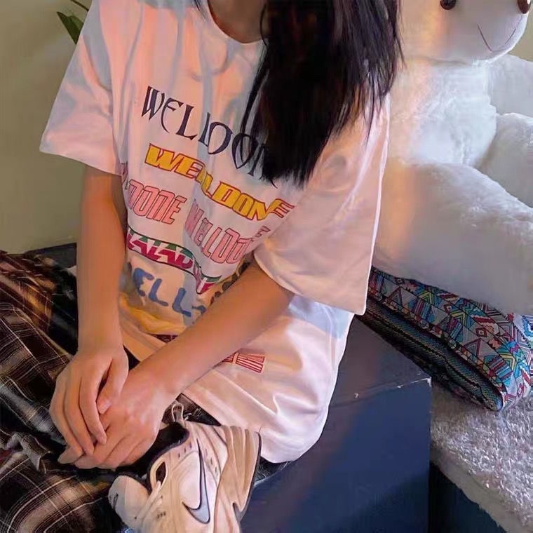 NRVP Áo Thun Unisex Mùa Hè Dáng Suông Tay Cộc Phong Cách Hàn Quốc Cho Nam Nữ