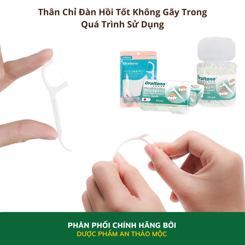 Tăm chỉ nha khoa Tanaphar Oraltana nhựa mềm sợi chỉ siêu mảnh làm sạch mọi mảng bám chống hôi miệng