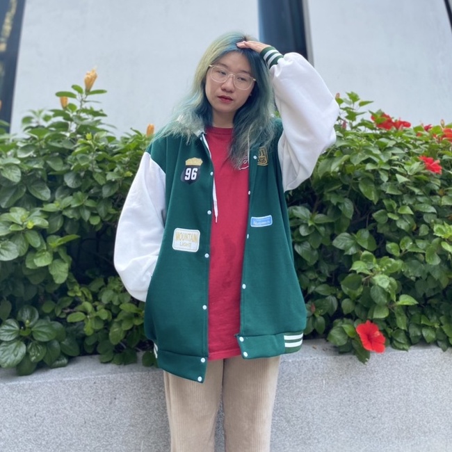 Áo Bomber Unisex Phối Mũ 2 Lớp Form Rộng Chất Nỉ Dày,Áo Khoác Bóng Chày Có Mũ Nam Nữ Màu Xanh Trendy Phong Cách Thể Thao