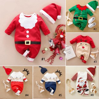 Bộ quần áo trẻ em Giáng sinh cho bé trai bé gái Bộ tay dài in hình ông già Noel