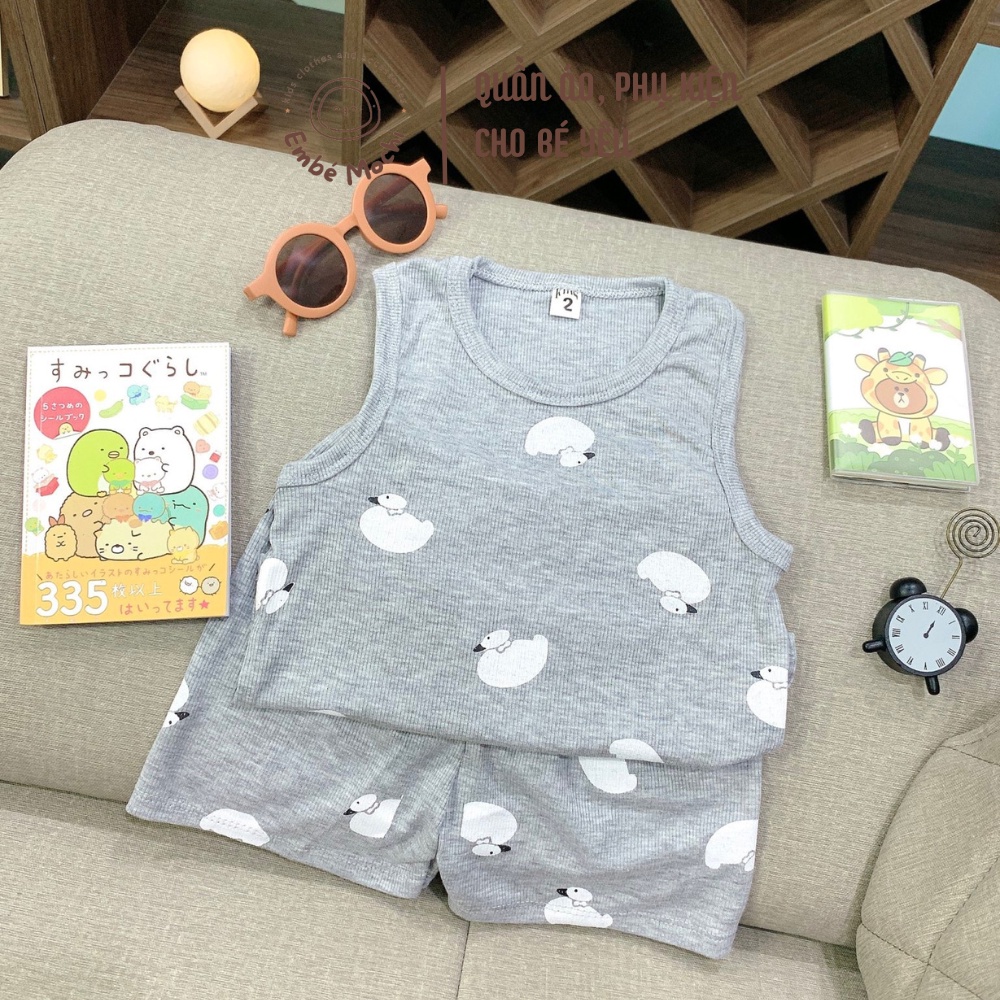 Set áo hai dây ba lỗ thun tăm mềm mát cho bé trai bé gái 6-16kg