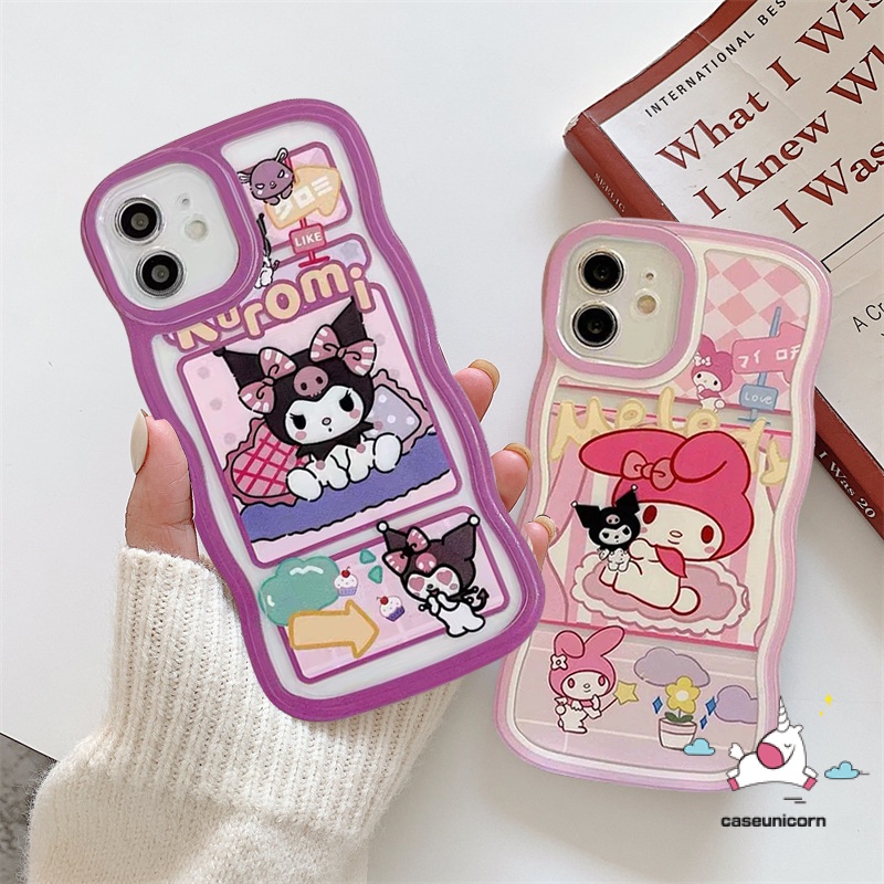 Ốp Điện Thoại Họa Tiết Kuromi Melody Viền Lượn Sóng Cho IPhone 11 14 12 13 Pro MAX XR X XS MAX 6 6s 7 8 14 Plus SE 2020