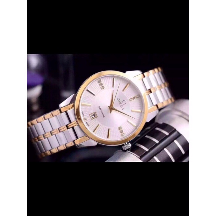 Đồng Hồ Nam Omega OM037 chạy Pin Dây Thép Khung Thép Chống Xước, Chống Nước.