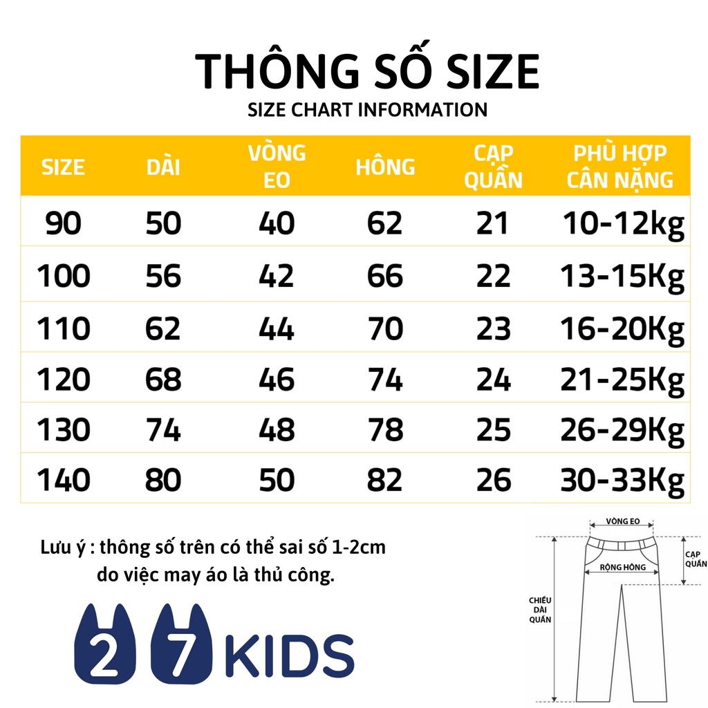 Quần thun dài bé trai 27Kids Quần thu đông nam 100% Cotton cho trẻ từ 2-10 tuổi BLPE3