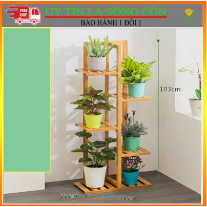 Kệ để chậu hoa cây cảnh,đồ trang trí ban công sân vườn gỗ tre cao cấp sang trọng