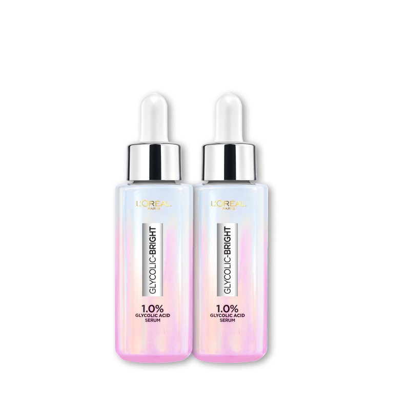 Bộ 2 Serum L'Oreal Paris Glycolic Bright Instant Glowing Serum 1.0% Glycolic Acid 30mlx2