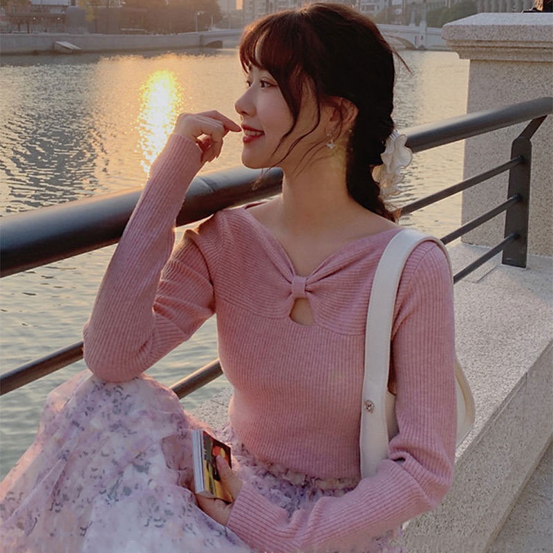 Áo Dệt Kim Mỏng Phong Cách Hàn Quốc Cho Nữ