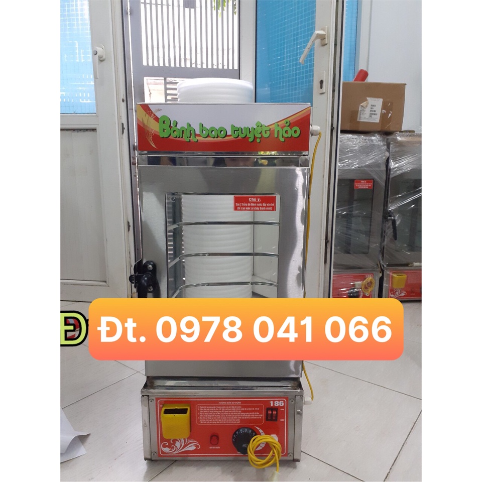 Tủ bánh bao, tủ kính hấp nóng, trưng bày bánh bao 5 tầng