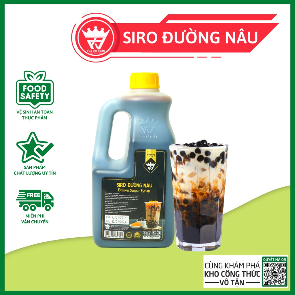 Sirup/Siro Đường Nâu, Đường Đen Hương Mật Mía Chai 2.5kg Nấu Ra Thành Phẩm 4 Lít (Brown Sugar Syrup)