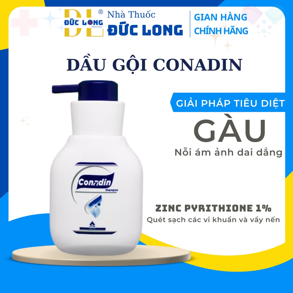 Dầu gội đầu Conadin Shampoo - Sạch gầu, giảm ngứa - Chai 285ml
