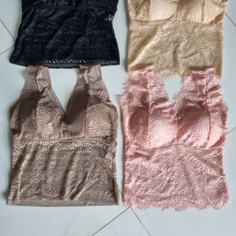 CÓ SẴN Áo lá ren dài bra ren dài có mút