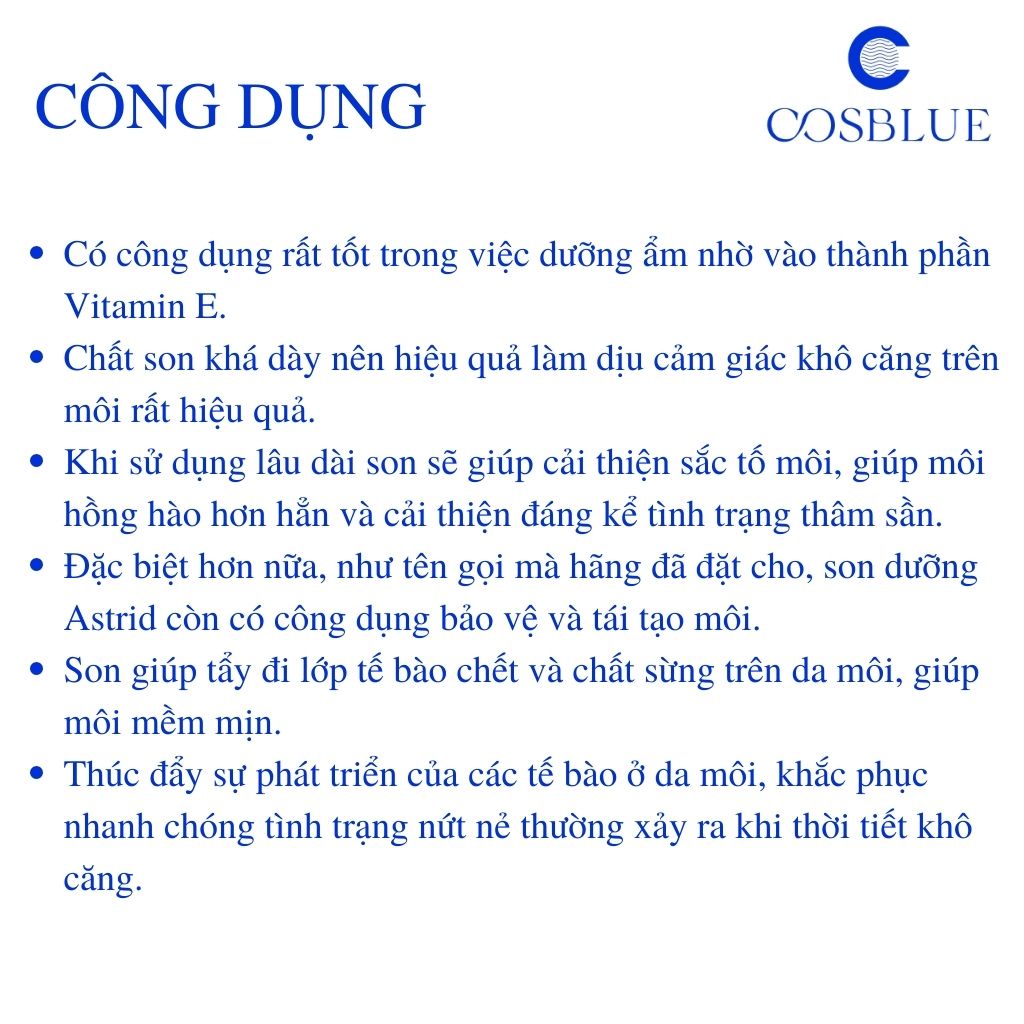 Son Dưỡng Môi Mỡ Hươu Astrid Multivitamin tẩy da chết, tái tạo môi mềm, dưỡng ẩm