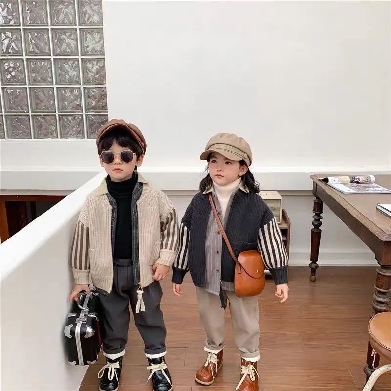 Áo Khoác Cardigan Dệt Kim Thời Trang Xuân Thu Cho Bé Trai
