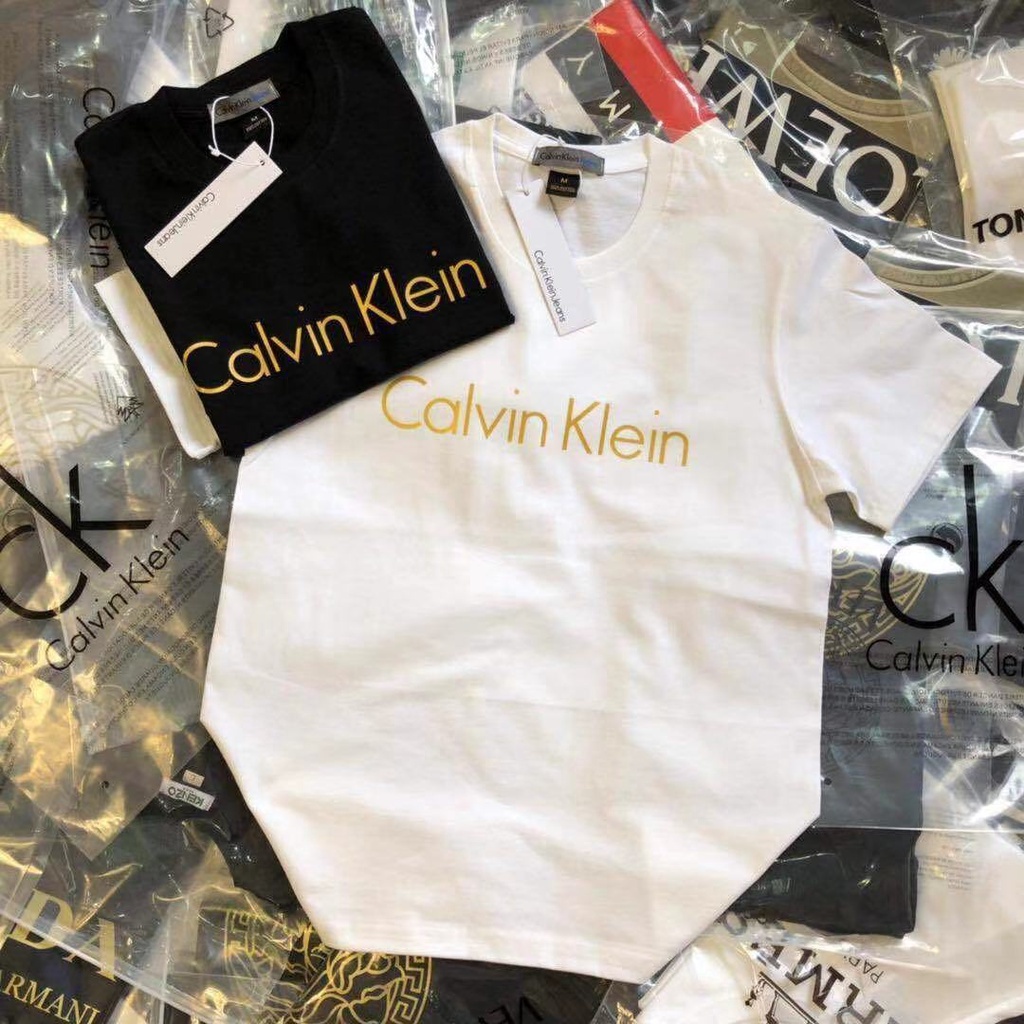 Áo Thun Ngắn Tay In Chữ Calvin1N Kèm Thẻ Thời Trang Cho Nam Nữ