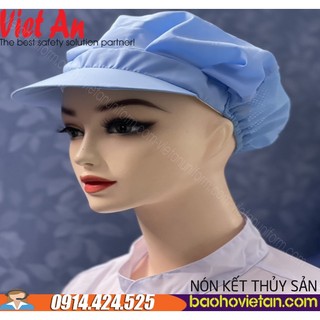 Nón vải lưới trùm tóc công nhân thực phẩm - Mũ trùm tóc y tế, bảo hộ màu xanh