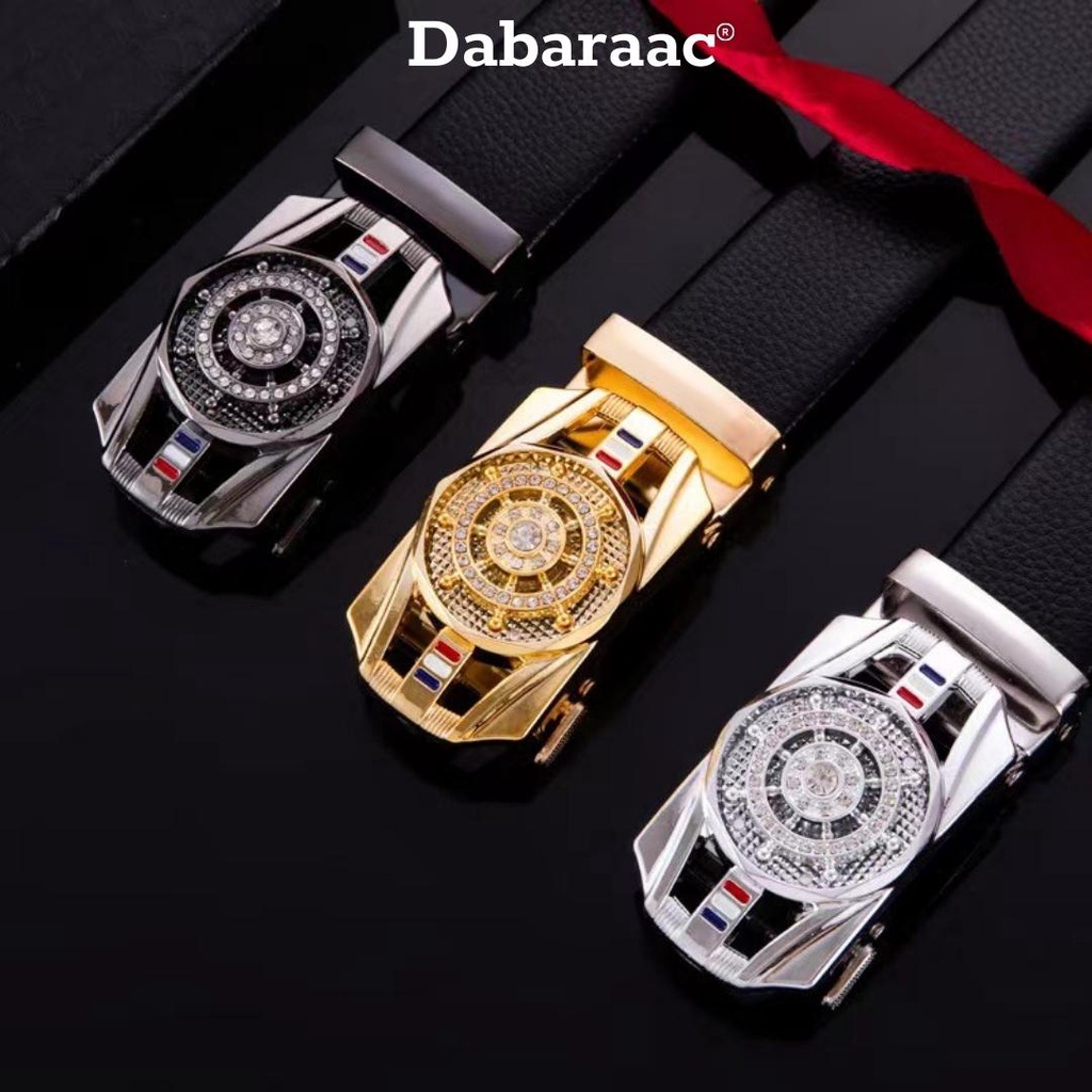 Thắt lưng nam Dabaraac da cao cấp, mặt xoay đính đá sang trọng, khóa kim loại tự động TL37