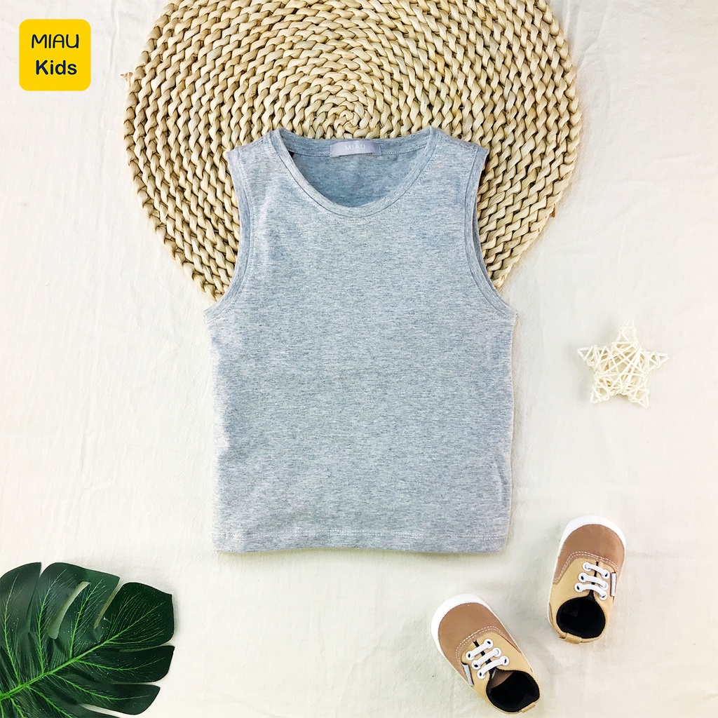 Áo Thun Ba Lỗ Trơn Cho Bé nhiều màu, Chất Liệu Thun Cotton Mềm Mịn Thoáng Mát Cho Bé mặc nhà thoải mái - MiauKids