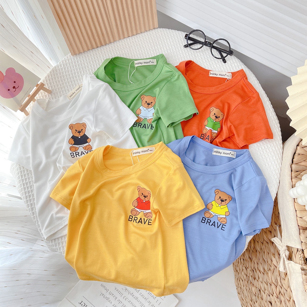 Áo Thun Cho Bé Gái Bé Trai  MINKY MOM Đủ Màu Đủ Size, Áo Cộc Tay Chất Thun Lạnh Mềm Mịn Thoáng Mát AOGAU1