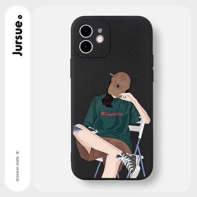 Ốp lưng JURSUE mềm chống bẩn hình ngầu độc lạ đen Cho iPhone 17 16 15 14 13 12 11 Pro Max SE 2020 X XR XS ip 8 7 Plus Y2457