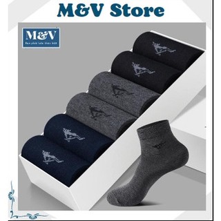 Vớ, Tất Septwolves nam cổ cao, thoáng khí thấm mồ hôi, 100% Cotton, Hộp 6 đôi