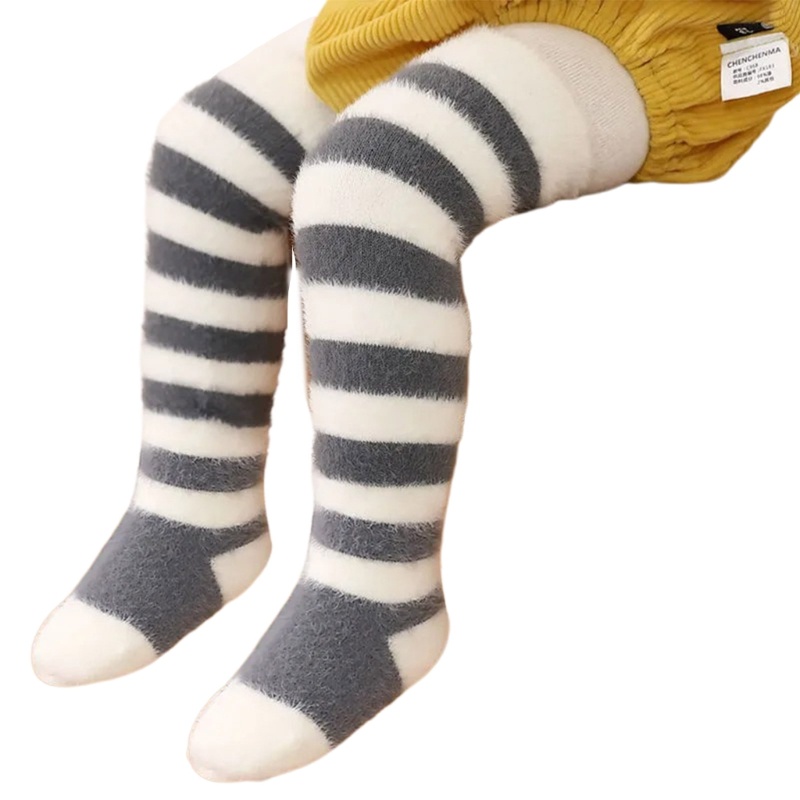 Vớ Dày Cổ Cao Họa Tiết Kẻ Sọc Thời Trang Mùa Đông Cho Bé Sơ Sinh