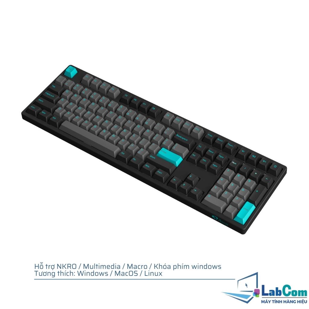 Bàn phím cơ có dây AKKO 3087 | 3108 Plus Black Cyan | Prunnus Lannesiana | Keycap cherry profile | Lót Foam tiêu âm