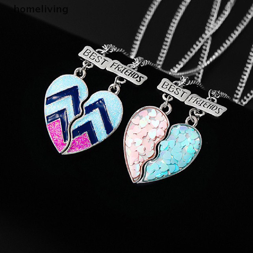 Set 2 Vòng cổ Tình Bạn Mặt Trái Tim Ghép Mảnh Ghép Khắc Chữ Best Friends Thời Trang Mới 2022