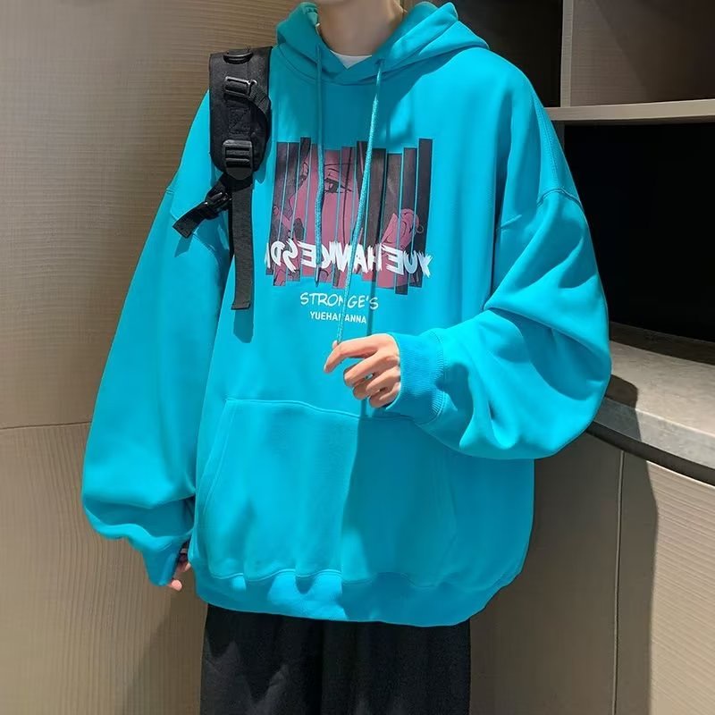 Áo Hoodie Dáng Rộng Dài Tay In Hình Thời Trang Hàn Quốc Cá Tính Dành Cho Nam M-5XL