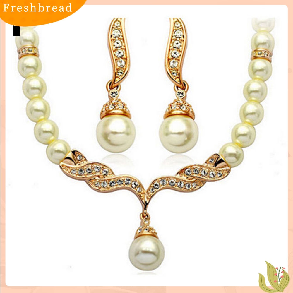 Vòng cổ Và Khuyên Tai Phối Hạt Ngọc Trai Thời Trang Xinh Xắn Cho Nữ