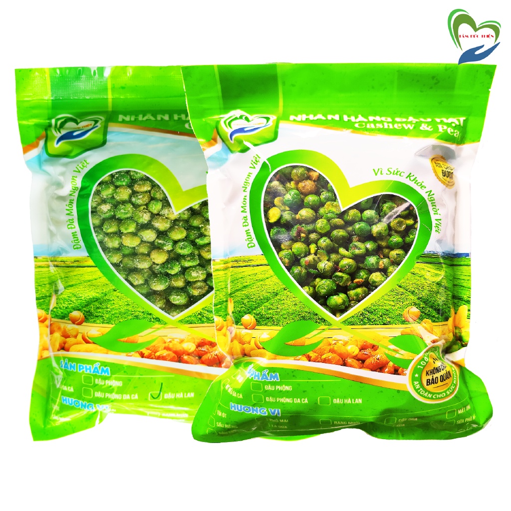 Combo 1KG Đậu Hà Lan 2 Vị: Rang Muối và Rang Phô Mai Tâm Đức Thiện 2 x Túi 500GR