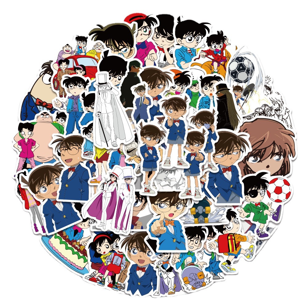 Bộ 50 Miếng Dán Chống Thấm Nước Hình Thám Tử Conan Dùng Trang Trí Vali / Kính Mát