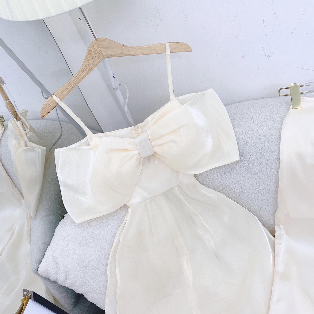 SET ĐẦM 2 DÂY NƠ NGỰC + QUẦN SUÔNG LỤA