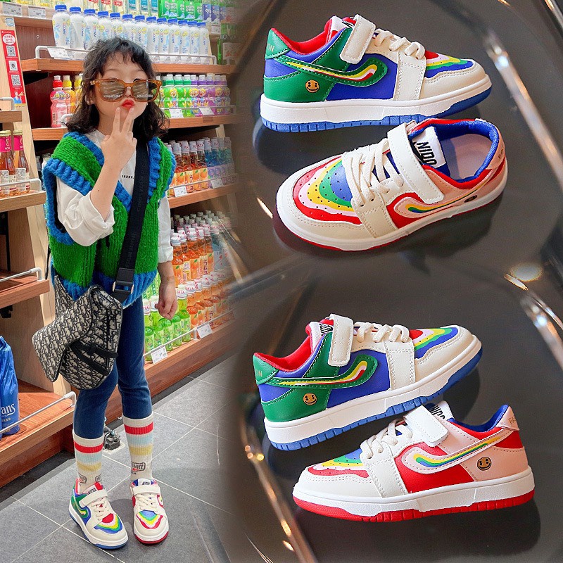 Giày thể thao cho bé trai, bé gái - Giày thể thao phối màu rainbow sặc sỡ thu hút mọi ánh nhìn có quai dán B26 B28