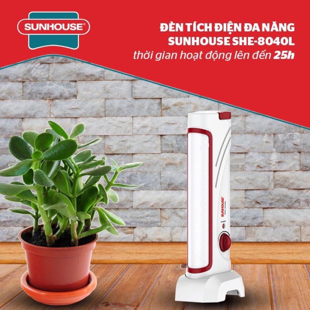 Đèn Tích Điện Đa Năng - SUNHOUSE SHE-8040L - Sử Dụng Lên Đến 25H - Pin Sạc - Tiết Kiệm Năng Lượng