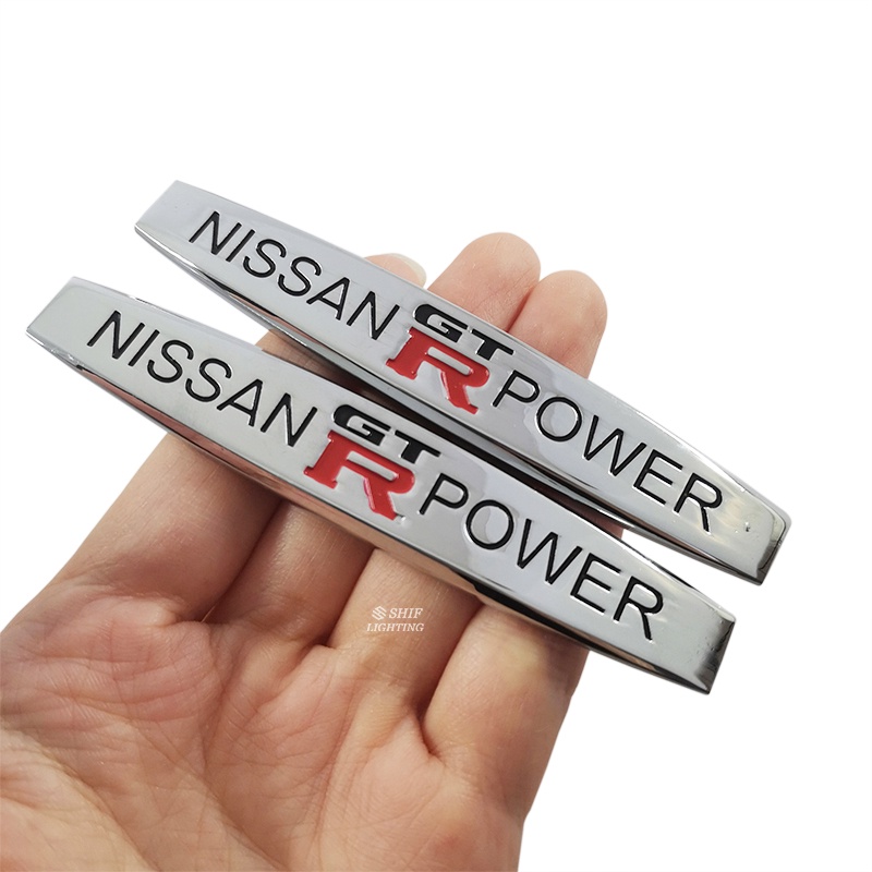 2 X Kim Loại NISSAN POWER GTR Logo Ô Tô Tự Động Bên Trang Trí Biểu Tượng Huy Hiệu Decal Dán Thay Thế