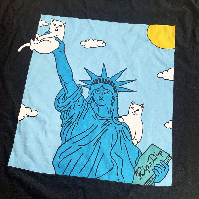 Ripndip Áo Thun Ngắn Tay Cổ Tròn Dáng Rộng In Hình Mèo Cá Tính Dành Cho Nữ Và Nam