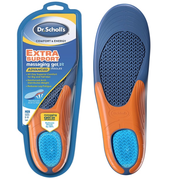 Lót giày Dr. Scholl's Giảm sốc, hỗ trợ vòm tăng cường cho nam giới to cao, giảm mỏi cơ, size 8-14, chính hãng từ Mỹ