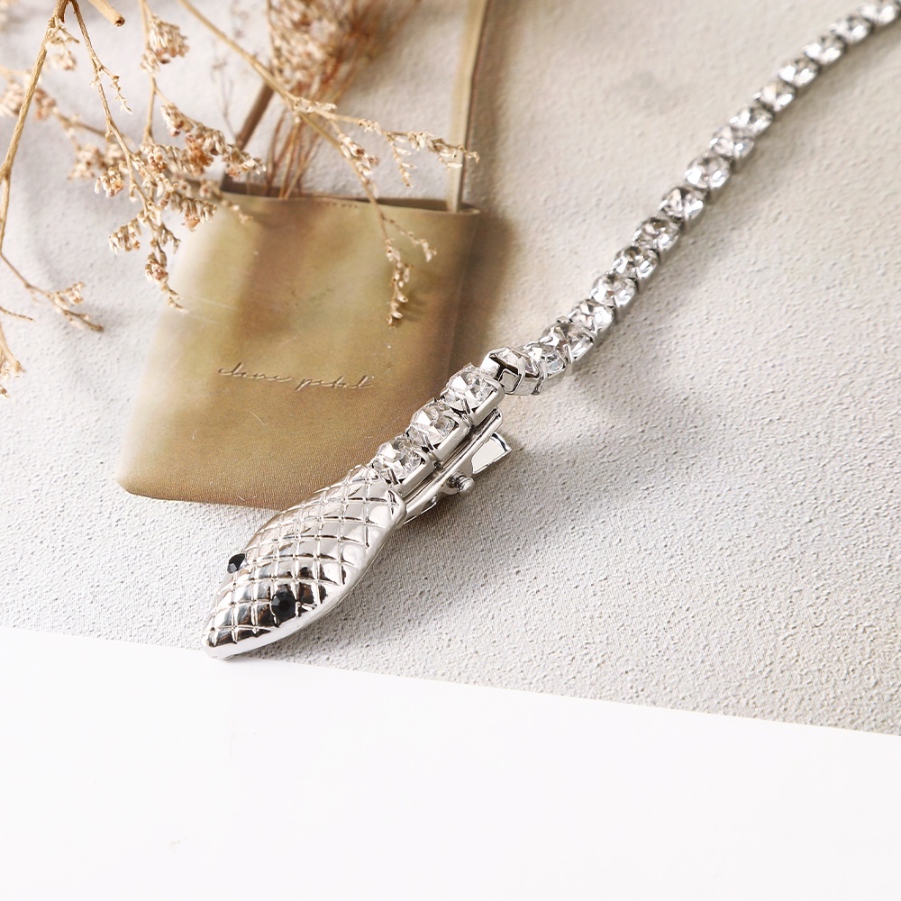 Kẹp Tóc Hợp Kim Hình Rắn Đính Đá Lấp Lánh Phong Cách Hàn Quốc Cho Nữ