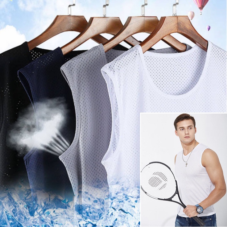 (Combo 4 màu) Áo thun Nam sát nách cổ tròn dạng lưới mạnh mẽ co giãn 4 chiều, thông hơi thoáng khí - Áo phông Nam