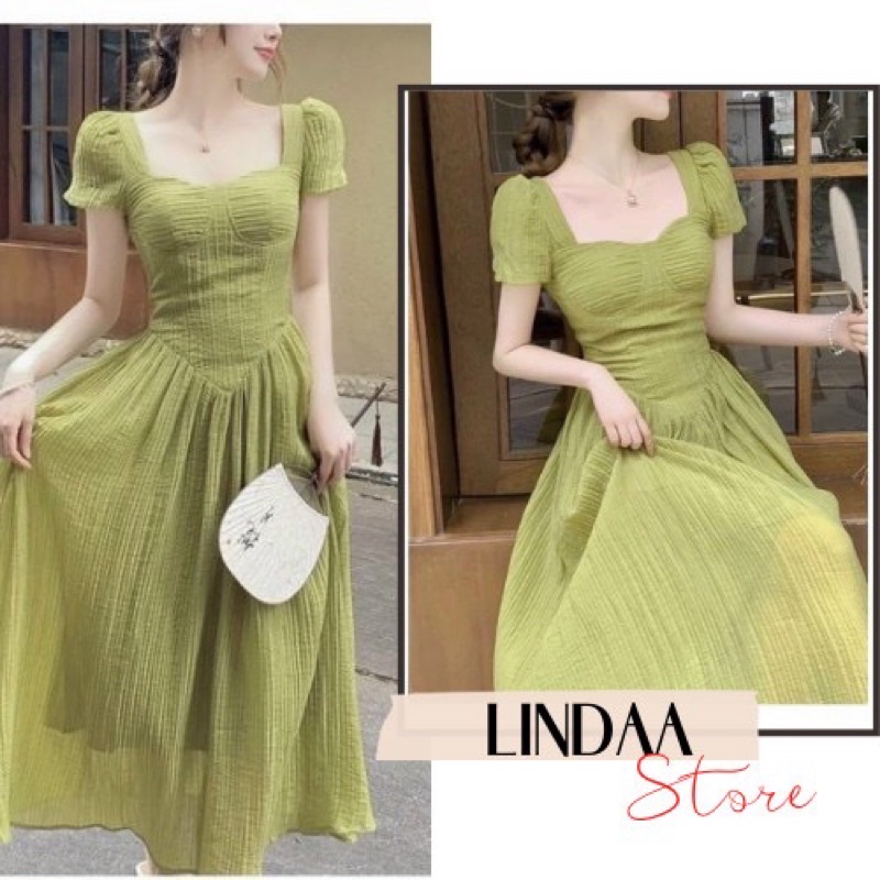 ĐẦM DỰ TIỆC MIDI NHÚN NGỰC LEAF DRESS