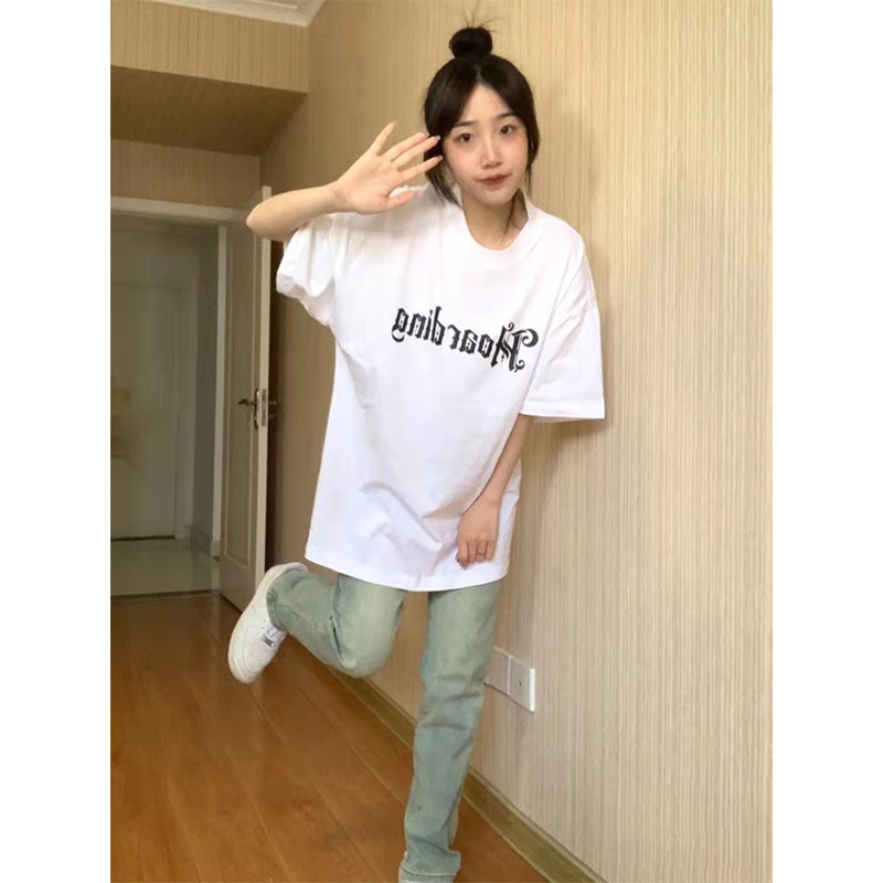 NRVP Áo Thun Unisex Mùa Hè Dáng Suông Tay Cộc Phong Cách Hàn Quốc Cho Nam Nữ