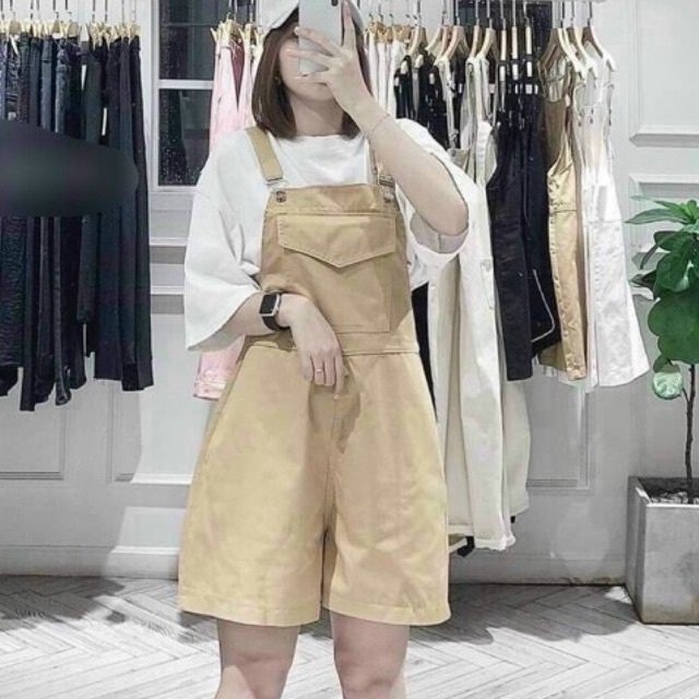 (new) Quần Short Nữ Gangzhoushop Yếm Ngắn Dây Đeo Phong cách Hàn quốc Có Thể Điều Chỉnh Vải Cotton Có Túi 💕💕💕💕L8777